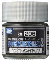 Краска Super Metallic Super Chrome Silver (серебро), 10мл (Mr.Hobby, SM206)