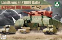 1/144 Heavy Battle Tank Landkreuzer P1000 Ratte[Proto type]&Panzer VIII Maus  3 in 1 (Takom, 3001)