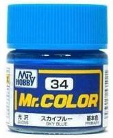 Краска акриловая Mr.Hobby Sky Blue (небесный синий), 10 мл (C34)