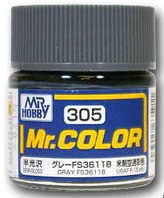 Краска акриловая Mr.Hobby Gray FS36118 (серый), полуглянцевая, 10 мл (C305)