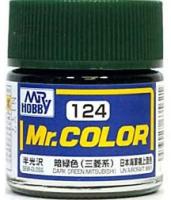 Краска акриловая Mr_Hobby Dark Green _Mitsubishi_ _темно-зеленый__ полуглянцевая_ 10 мл _С124_