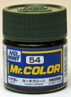 Краска акриловая Mr_Hobby Khaki Green _зеленый хаки__ матовая_ 10 мл _C54_