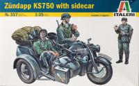 1/35 Мотоцикл Zundapp KS750 с коляской (Italeri, 0317)