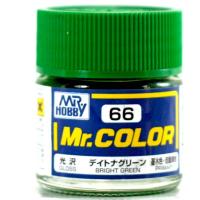 Краска акриловая Mr_Hobby Bright Green _ярко-зеленый__ глянцевая_ 10 мл _C66_