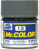 Краска акриловая Mr_Hobby Neutral Gray _нейтральный серый__ полуглянцевая_ 10 мл _С13_