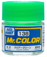 Краска акриловая Mr_Hobby Clear Green _прозрачная зеленая__ глянцевая_ 10 мл _C138_