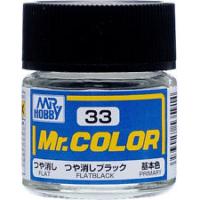 Краска акриловая Mr_Hobby Flat Black _черная__ матовая_ 10 мл _C33_