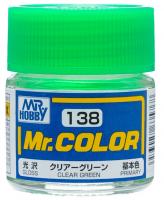 Краска акриловая Mr.Hobby Clear Green (прозрачная зеленая), глянцевая, 10 мл (C138)