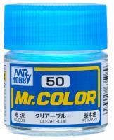 Краска акриловая Mr.Hobby Clear Blue (прозрачная синяя), глянцевая, 10 мл (C50)