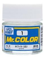 Краска акриловая Mr_Hobby White _базовый белый__ глянцевая_ 10 мл _С1_