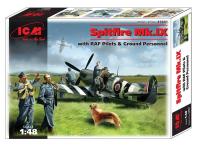 1/48 Самолет Spitfire Mk_IX с летчиками RAF и наземного персона _ICM_ 48801_