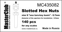 Slotted Hex Nuts, 140шт., шляпка 0.7мм, диам.посад.отв. 0.5мм (MC435082)