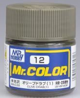 Краска акриловая Mr_Hobby Olive Drab _1_ _оливково-коричневый 1__ полуглянцевая_ 10 мл _С12_