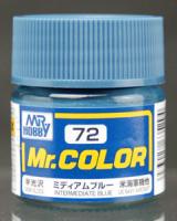 Краска акриловая Mr.Hobby Intermediate Blue (промежуточный синий), полуглянцевая, 10 мл (C72)