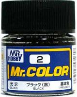 Краска акриловая Mr_Hobby Black _базовый черный__ глянцевая_ 10 мл _С2_