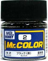 Краска акриловая Mr.Hobby Black (базовый черный), глянцевая, 10 мл (С2)