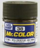 Краска акриловая Mr_Hobby Olive Drab _2_ _оливково-коричневый__ матовый_ 10 мл _C38_