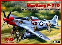 1/48 Mustang P-51 D с американскими пилотами и наземным персоналом _ICM_ 48153_
