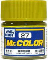 Краска акриловая Mr_Hobby Interior Green _зеленый интерьерный__ полуглянцевая_ 10 мл _С27_