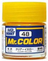 Краска акриловая Mr.Hobby Clear Yellow (прозрачная желтая), глянцевая, 10 мл (C48)