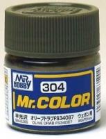 Краска акриловая Mr.Hobby Olive Drab FS34087 (оливково-коричневый), полуглянцевая, 10 мл (C304)