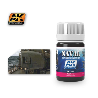 Ships weathering colors AK_ Серая смывка для серой палубы_ 35 мл _AK-302_