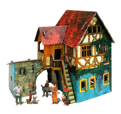 _Дом с кораблем__ сборная модель из картона _УБ_ 284_