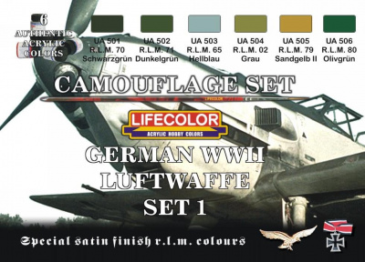 Набор из 6 акриловых красок Lifecolor, German WW2 Luftwaffe set 1 (CS 06)