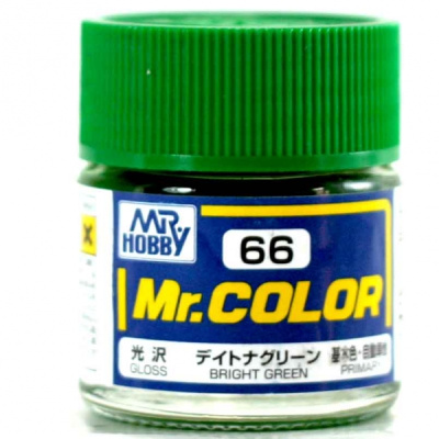 Краска акриловая Mr_Hobby Bright Green _ярко-зеленый__ глянцевая_ 10 мл _C66_