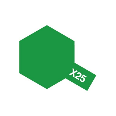 X-25 Краска Tamiya, Clear Green (зеленая прозрачная), глянец, эмаль, 10 мл (80025)