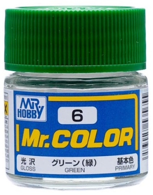 Краска акриловая Mr_Hobby Green _базовый зеленый__ глянцевая_ 10 мл _С6_