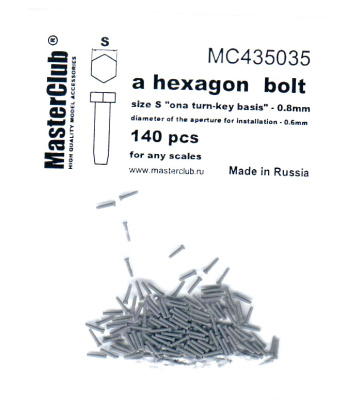 Шестигранный болт_ 140шт__ шляпка 0_8мм_ диам_посад_отв_ 0_6мм _MC435035_