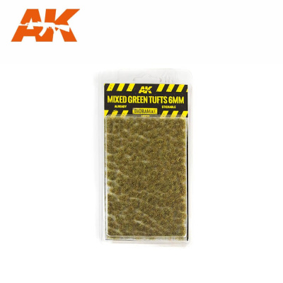 Кочки AK Mixed Green Tufts 6mm_ на липкой основе _AK8119_