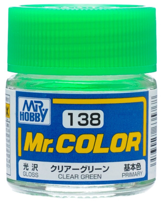 Краска акриловая Mr_Hobby Clear Green _прозрачная зеленая__ глянцевая_ 10 мл _C138_