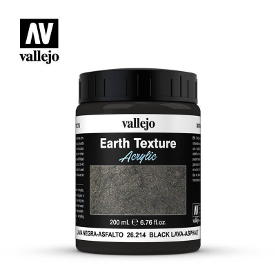 Текстурная паста Vallejo Black Lava-Asphalt _черная лава-асфальт__ акрил_ 200мл _26214_