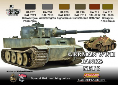 Набор красок German WW2 tanks, Set 2 (немецкие танки периода 2МВ), 6х22мл, акрил (Lifecolor, CS 03)