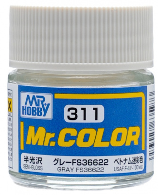 Краска акриловая Mr.Hobby Gray FS36622 (серый), полуглянцевая, 10 мл (C311)