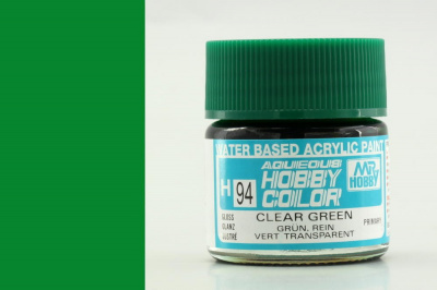 Краска акриловая Mr.Hobby Clear Green (прозрачный зеленый), глянцевая, 10 мл (H94)