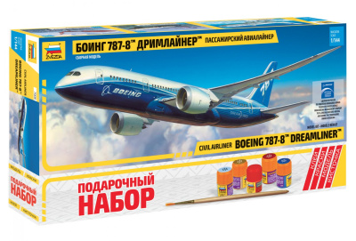 1/144 Пассажирский авиалайнер Боинг 787-8 Дримлайнер _Звезда_ 7008П_