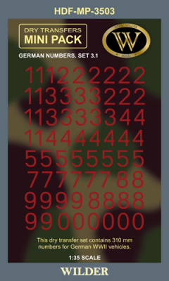 Немецкие номера для наземной техники_ Сет 3_1 Сплошные_ красные_ высота 310 мм _HDF-MP-3503_