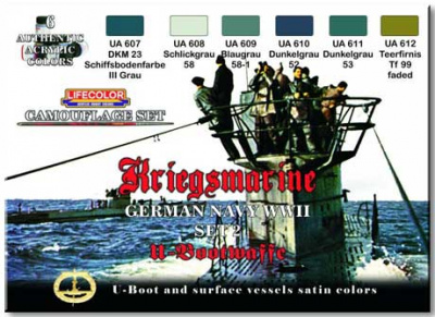Набор из 6 акриловых красок Lifecolor, Kriegsmarine - german navy ww2, set 2 (CS 12)