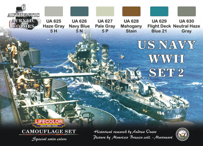 Набор из 6 акриловых красок Lifecolor, US Navy WW2, set 2 (CS 25)