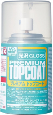 Лак Premium TOPCOAT Gloss_ глянец_ на водной основе_ спрей_ 88мл _Mr_Hobby_ B601_