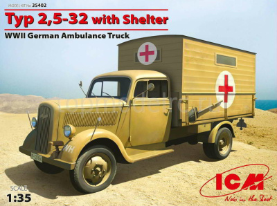 1/35 Тур 2_5-32 с санитарной будкой_ германский санитарный грузовик 2 МВ _35402_