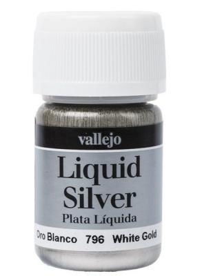 Краска Liquid Silver_ White Gold_ на спиртовой основе_ 35мл _Vallejo_ 70796_