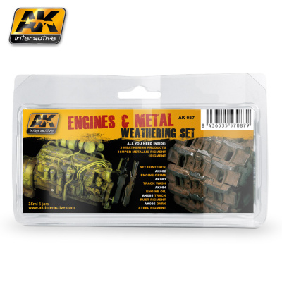 Engines And Metal Weatherings Set _двигатели и металл__ пигменты + эффекты _AK087_