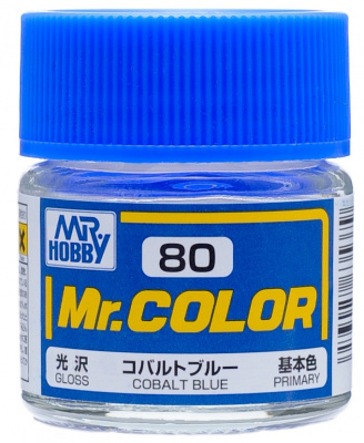 Краска акриловая Mr.Hobby Cobalt Blue (кобальтовый синий), глянцевая, 10 мл (C80)