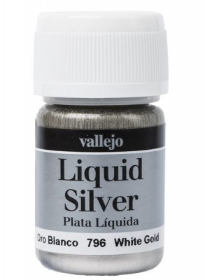 Краска Liquid Silver, White Gold, на спиртовой основе, 35мл (Vallejo, 70796)