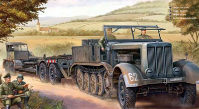 1/72 Немецкий тяжелый 18-тонный полугусеничный тягач Sd_Kfz_9 и прицеп _Trumpeter_ 07275_