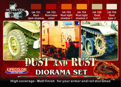Набор из 6 акриловых красок Lifecolor, Dust and Rust (CS 10)
